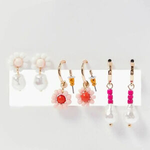 Three Pair Floral Beaded Women's Hot Fashion Earrings set